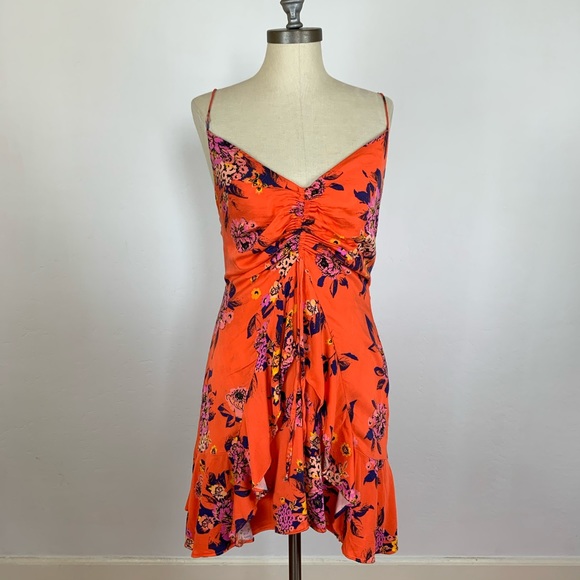 orange floral summer dress